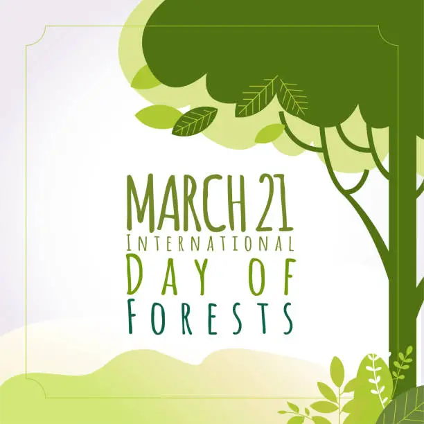 Vector illustration of 21 Mart Orman Haftası, Kutlu Olsun.  Translation: International Day of Forest. March 21. greeting card, Vector Illustration.