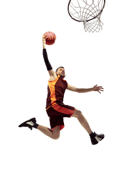 ボールを持つバスケットボール選手の全長ポートレート - basketball sport men basketball player ストックフォトと画像