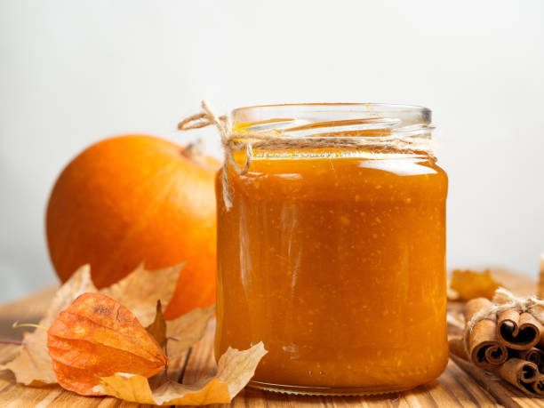 istock Homemade Pumpkin puree/jam on wooden background 1139912779