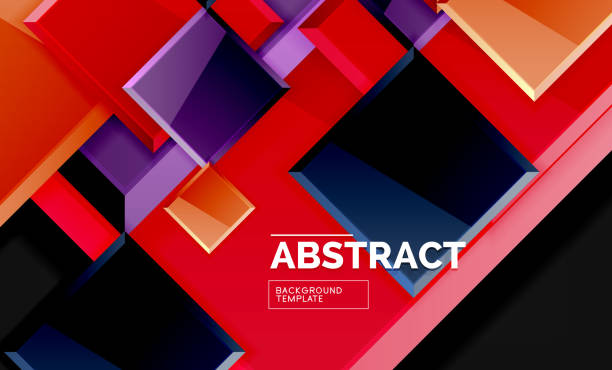 istock Glossy mosaic style geometric shapes - squares and triangles on black 1139914982