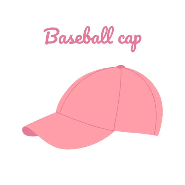 Vector illustration of Pink woman baseball cap. Sports headdress, headgear