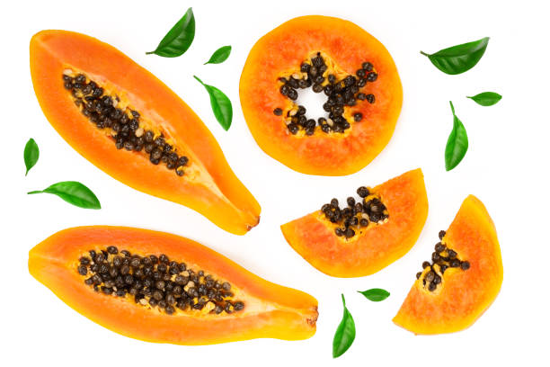 istock ripe slice papaya isolated on a white background. Top view. Flat lay 1139915793
