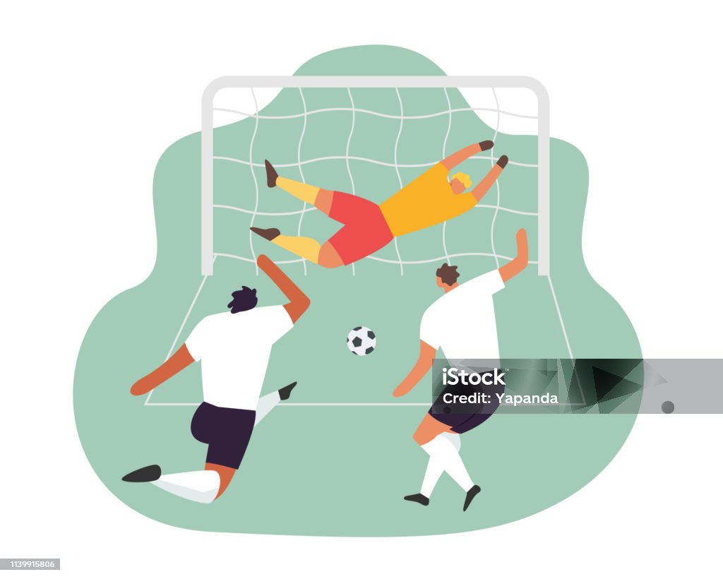 足球運動員守門員的動作。足球向量運動套裝 - 免版稅足球 - 團體運動圖庫向量圖形