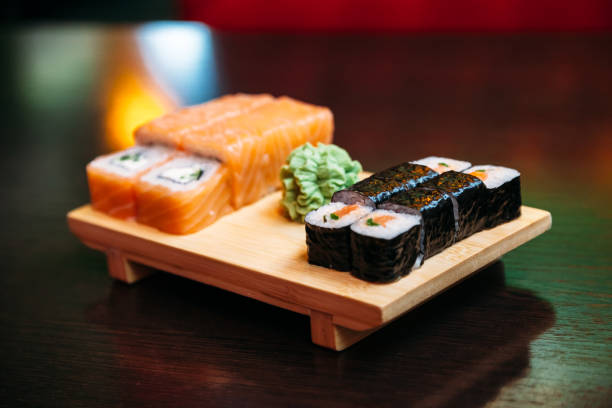 istock sushi on  wooden Board 1139916303