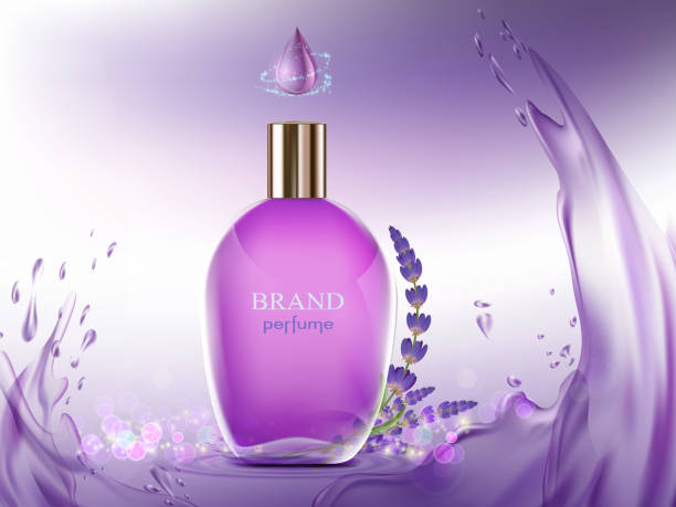 istock Perfume glass bottle. The aroma of lavender flower. 1139917456