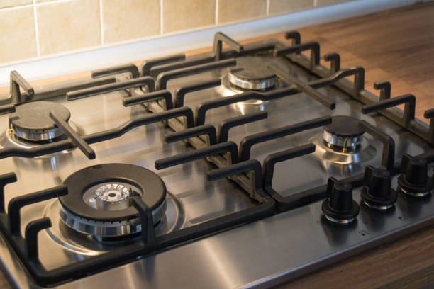 istock Gas cooker close-up. Kitchen necessity. Four burners. 1139919141