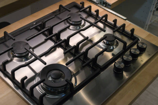 istock Gas cooker close-up. Kitchen necessity. Four burners 1139919147