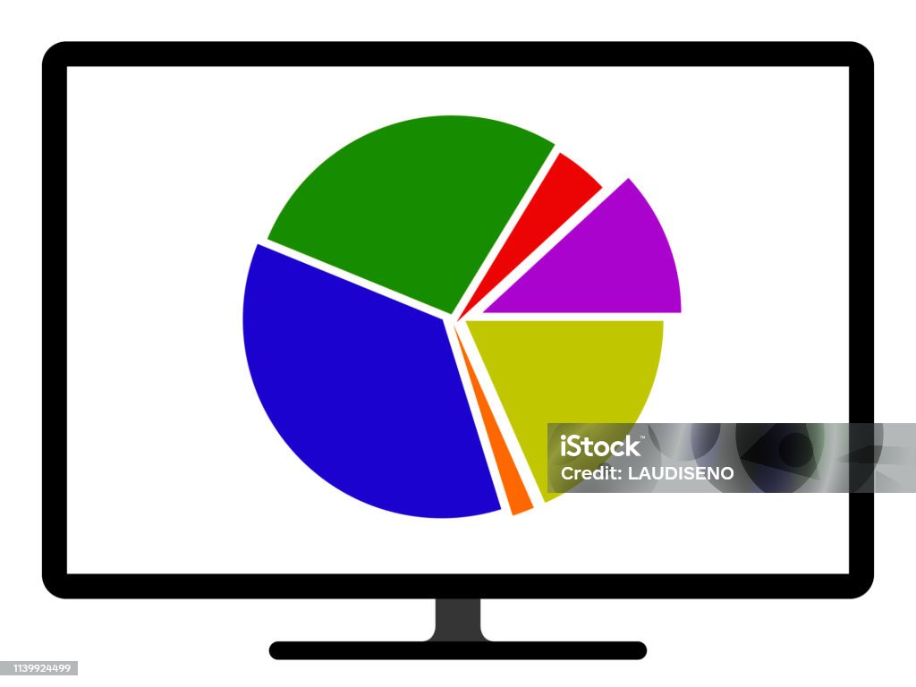 Computer Color Pie Colored Pie Chart Graph On A Computer Screen Stock Illustration ...