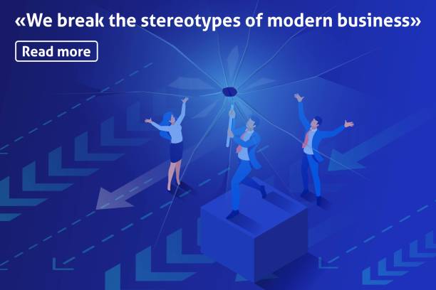 istock Isometric Template banner article we change reality, we destroy your view of modern business 1139925064
