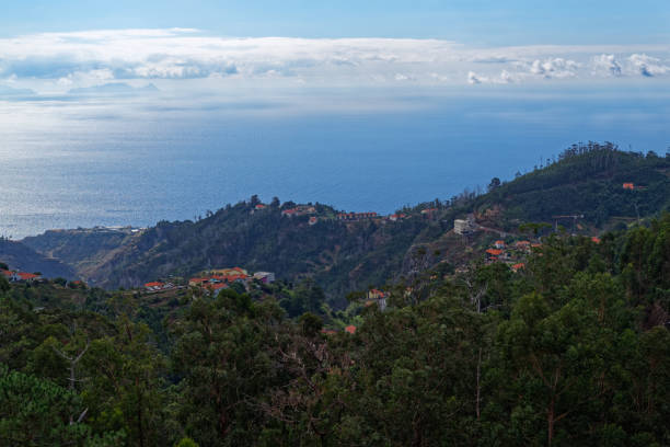 Aerial view at Madeira coastline from Camacha. Portugal