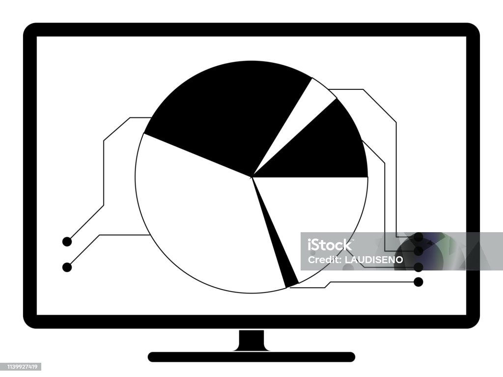Pie Chart Graph On A Computer Screen Stock Illustration - Download ...