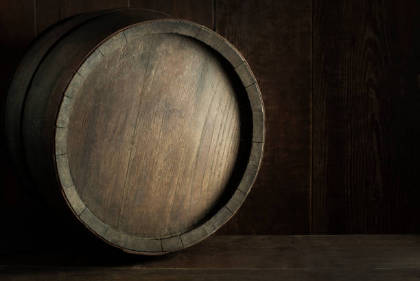 hintergrund von holzfässern - wine barrel cellar sherry stock-fotos und bilder