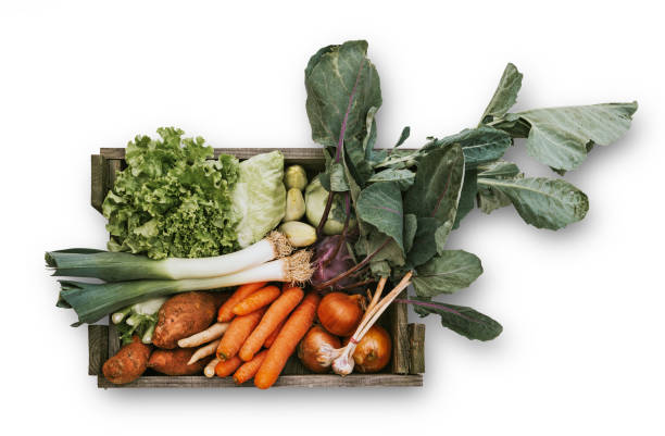 istock Fresh vegetable box Organic wooden box 1139930389