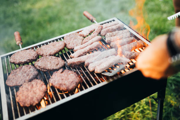 istock Delicious assorted grilled meat with vegetables over the coals on barbecue 1139931977