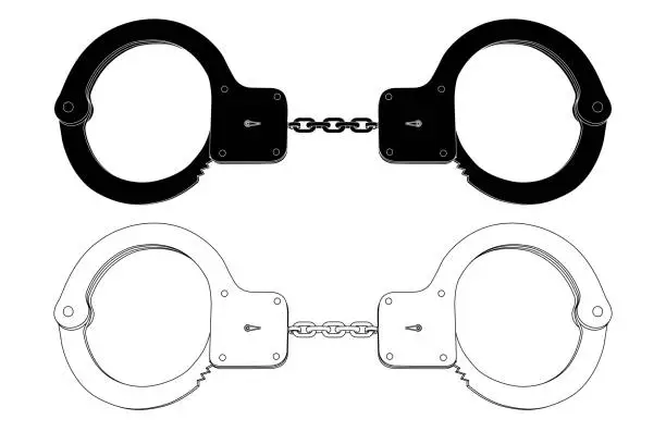 Vector illustration of Handcuffs. Flat outline icons