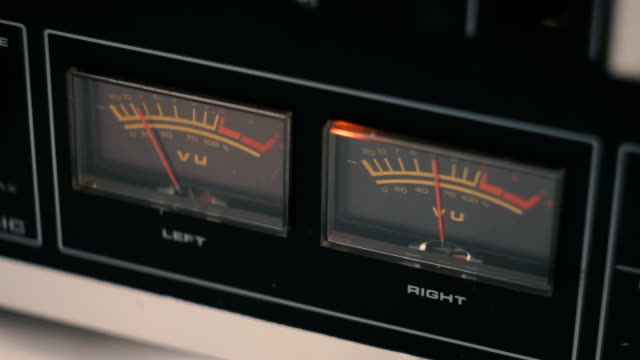 Details of vintage reel to reel tape recorder - player vu meter