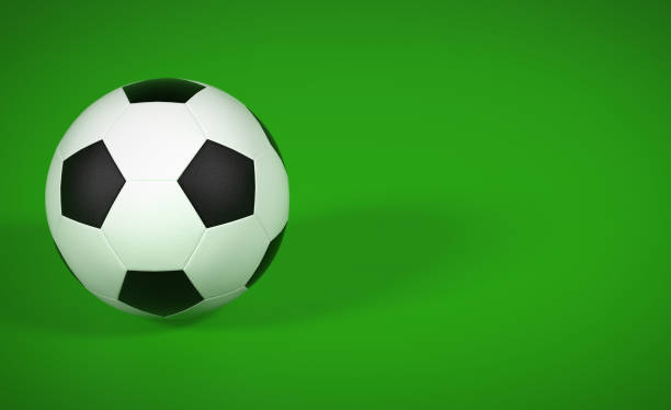 istock Soccer ball on green background. 3d rendering illustration 1139936257