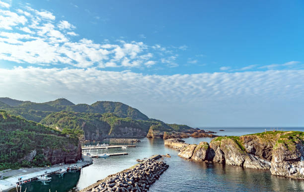 Fishing port Hinomisaki fishing port in Izumo city, Japan cay stock pictures, royalty-free photos & images