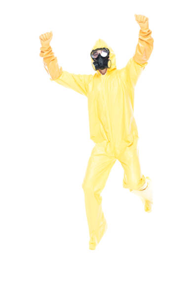 istock Man wearing hazmat suit ( protective clothing ) 1139941052