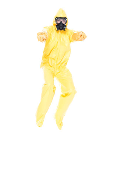 istock Man in protective clothing jumping 1139941092