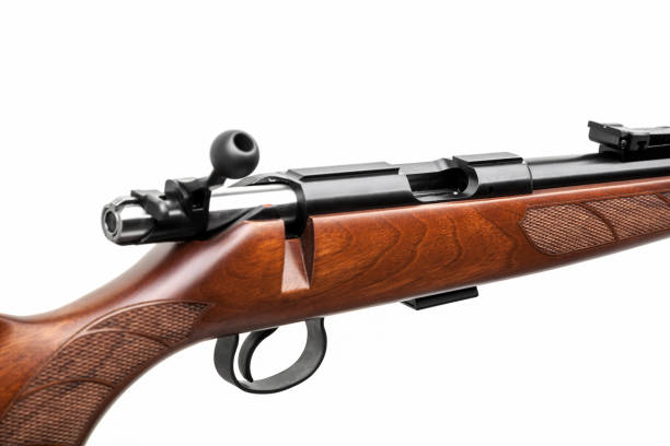 istock wooden hunting rifle isolated on white background 1139944392