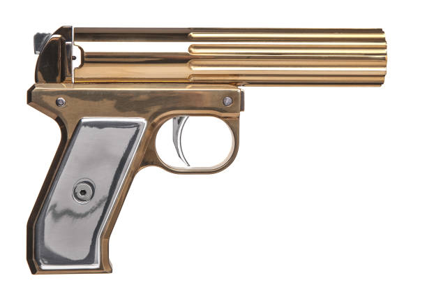 istock Gold signal flare gun isolated on white background 1139944410