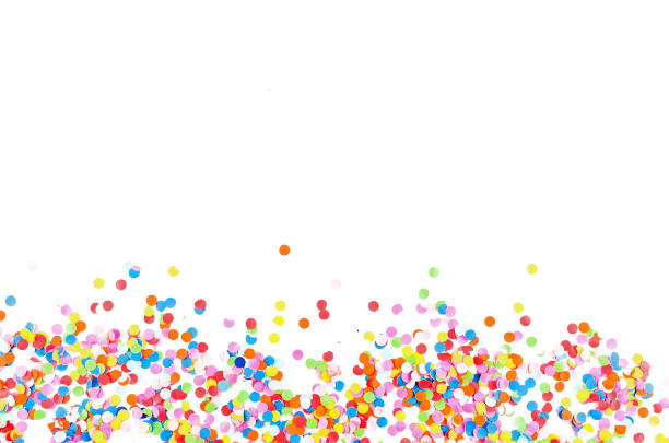 istock Colorful assorted confetti with serpentine on white 1139944805