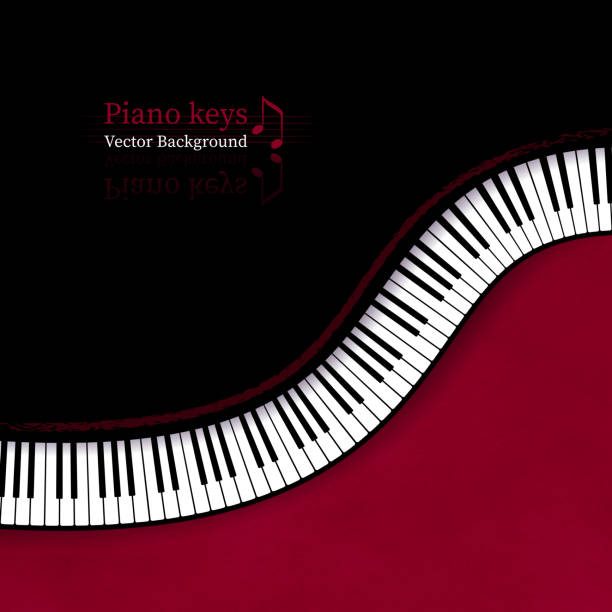 Background with top view Piano keys Vector illustration of background with top view Piano keys in red and black colors. piano key stock illustrations