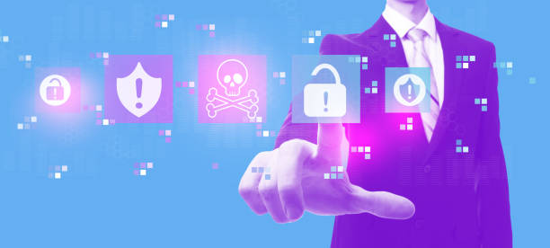 istock Virus and scam theme with businessman in duotone 1139948290
