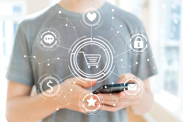 istock Online Shopping Theme with man using a smartphone 1139948466