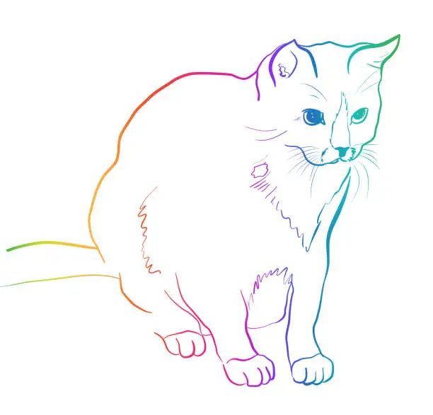 Vector illustration of Adorable Cat Rainbow