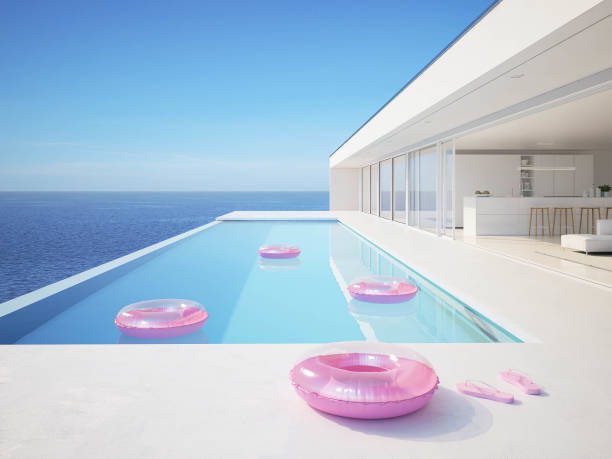 istock 3D-Illustration. modern luxury summer villa with infinity pool 1139951955