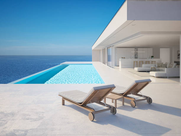 istock 3D-Illustration. modern luxury summer villa with infinity pool 1139951965