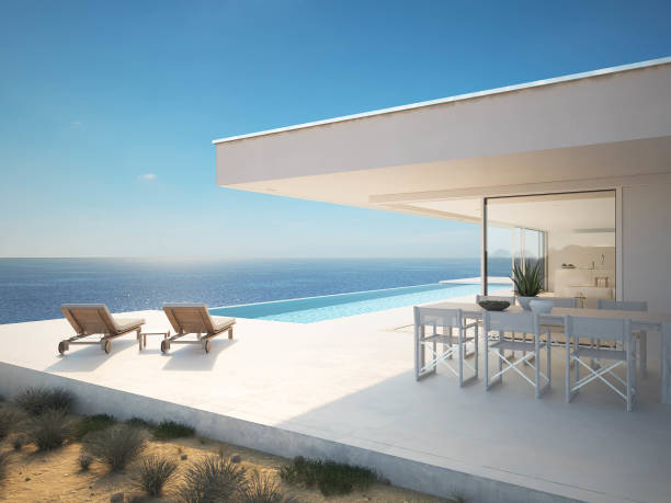 istock 3D-Illustration. modern luxury summer villa with infinity pool 1139951976