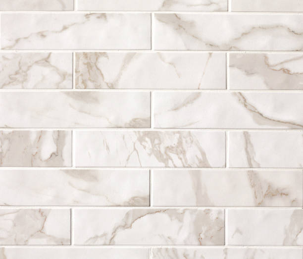 istock Light beige rectangle marble mosaic tiles texture background. Marble tiles with natural pattern. 1139953335