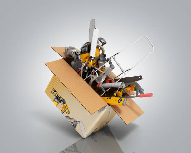 istock concept of product categories construction tool fly out of the box 3d render on grey 1139957707