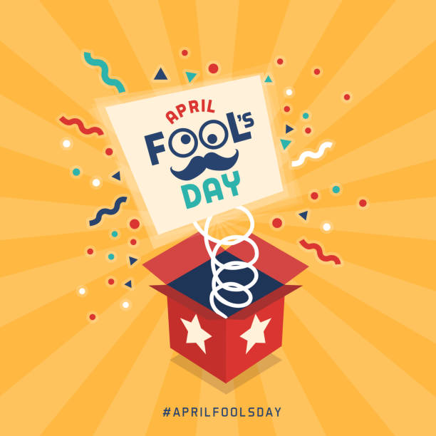 April fool's day April fool's day design with explosive prank box and confetti april fools day stock illustrations
