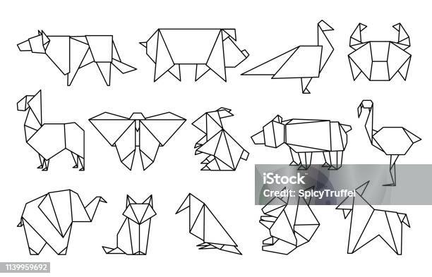 Line Origami Animals Abstract Polygon Animals Folded Paper Shapes Modern  Japan Design Templates Vector Animal Icons Stock Illustration - Download  Image Now - iStock
