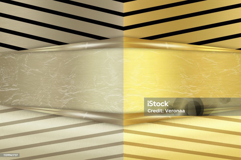 Black, silver and gold diagonal lines on a silver and golden background, with place for text 2015 stock illustration