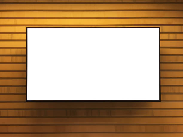 istock Lcd smart tv (screen with clipping path) hanging on wooden wall 1139962353