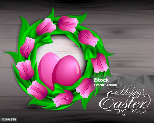 Easter Tulips Stock Illustration - Download Image Now - Animal Egg, Backgrounds, Beauty