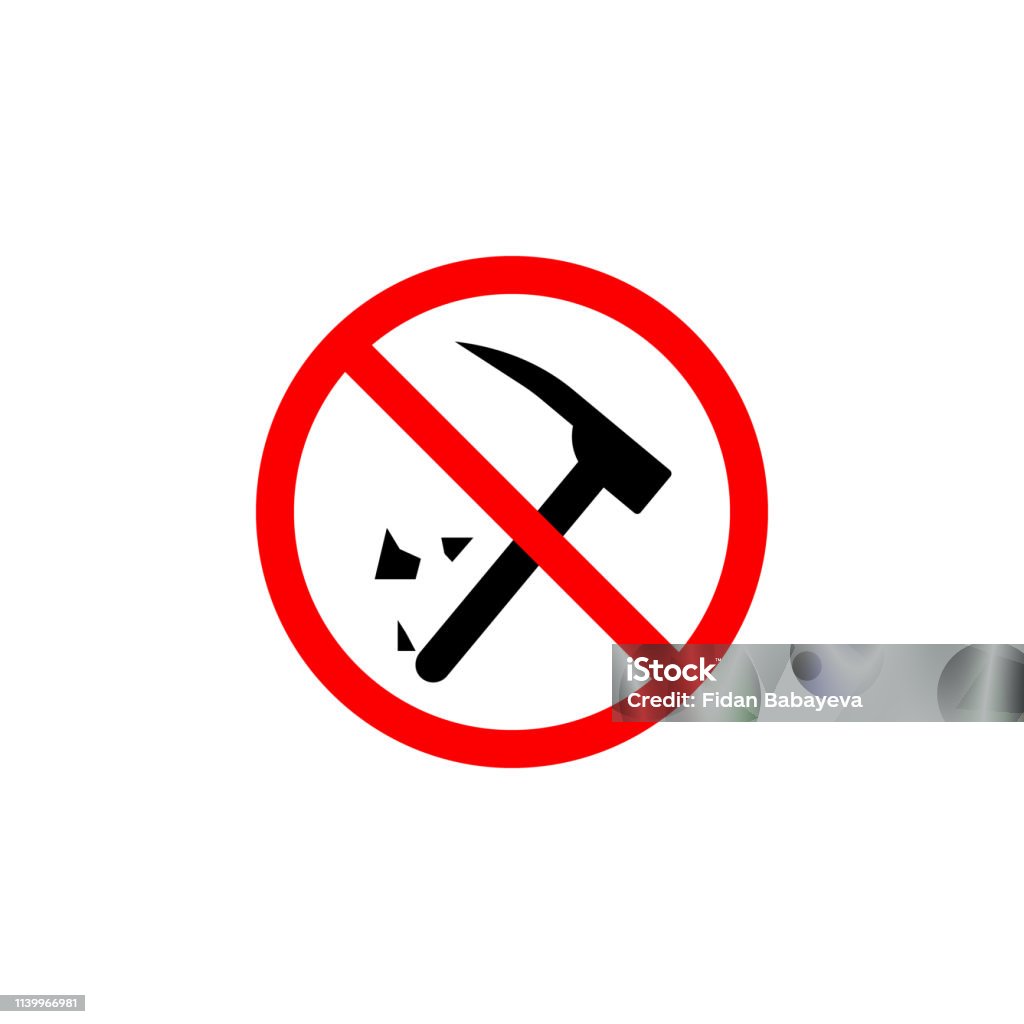 Forbidden destroy, hammer icon can be used for web, logo, mobile app, UI UX Forbidden destroy,  hammer icon can be used for web, logo, mobile app, UI, UX Advice stock vector