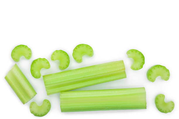 istock fresh celery isolated on white background with copy space for your text.Top view. Flat lay 1139967576