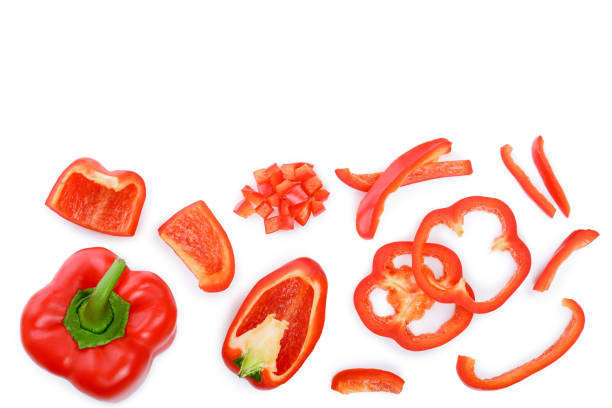 istock red sweet bell pepper isolated on white background with copy space for your text. Top view. Flat lay 1139968304