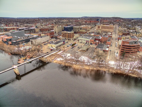 Eau Claire, Wisconsin in Early Spring as seen by Drone
