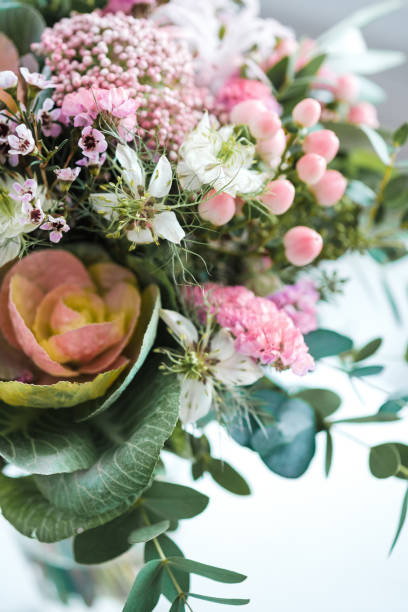 istock Creative wedding bridal bouquet. Cauliflower, chamomile and greens. 1139974167