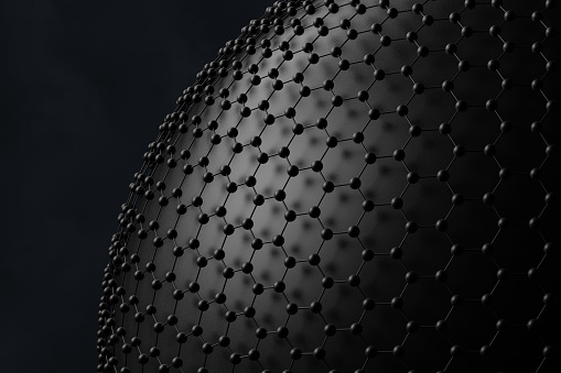 Abstract Sphere Global Network, Hexagon, Honeycomb Shape, on black background