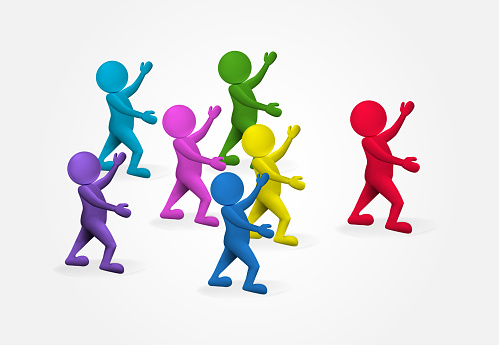 3d small man leader of a teamwork people icon vector image template