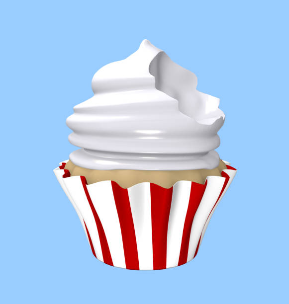 istock bitten cupcake in red striped molds isolated on white. 1139976456