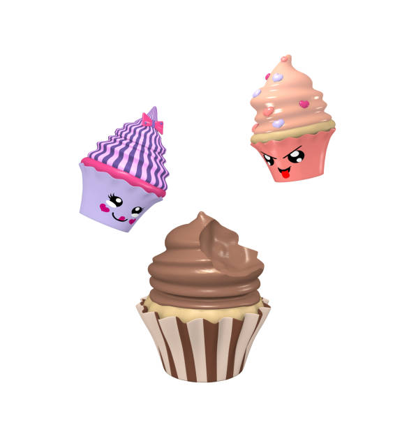 istock two funny kawaii characters as cupcakes. 1139976588